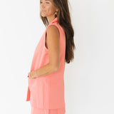 Laurel Button Down Skirt Set - Coral (PREORDER)