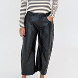 Tess Pleather Barrel Pants - Black