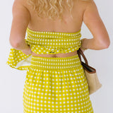 Abbi Frill Top and Skirt Set - Lime Green Gingham
