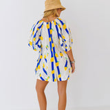 Lexi Yellow Limes Striped Romper - Navy/Yellow Multi