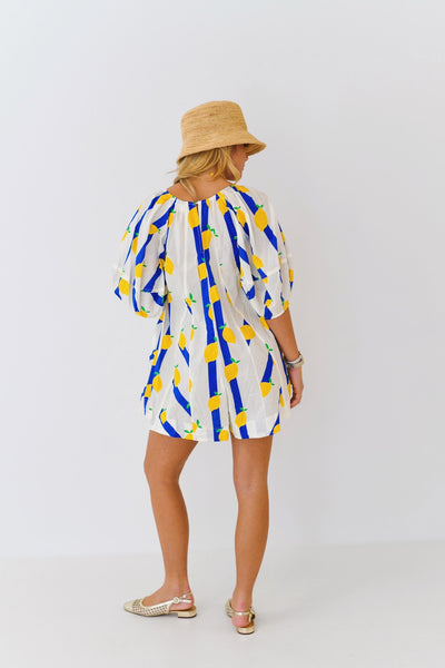 Lexi Yellow Limes Striped Romper - Navy/Yellow Multi