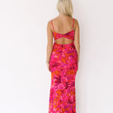 Kaya Floral Midi Dress - Magenta