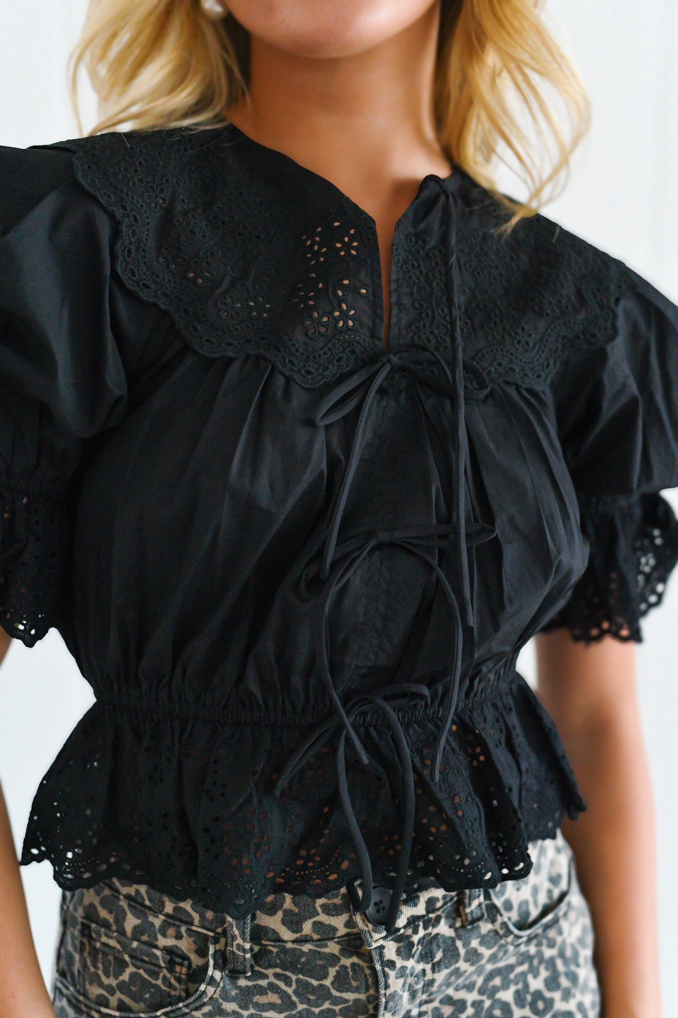 Valorie Eyelet Blouse - Black