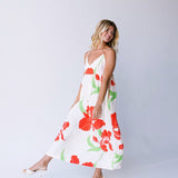 Mallory Floral Midi Dress - Natural Orange
