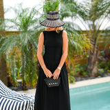 Valorie Linen Drop-Waist Maxi Dress-Black