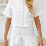 Amy Floral Jacquard Skirt - Ivory