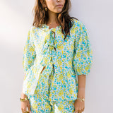 Dani Tie Front and Shorts Set - Teal/Lime