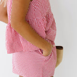 Ramsy Gingham Tie Top and Shorts Set - Red