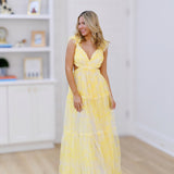 Addi Ruffle A-Line Dress - Yellow