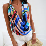Logan Beaded Accent Top -Blue Multi