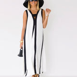 Ember Color Block Maxi Dress - White/Black