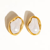 Yasmin 18K Gold Non-Tarnish Classic Pearl Round Earring
