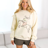 Haley Western Embroidered Crewneck - Cream