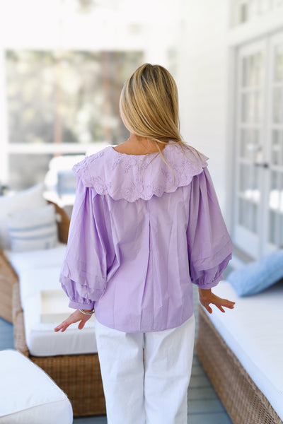 Cailyn Wide Collar Top - Lavender