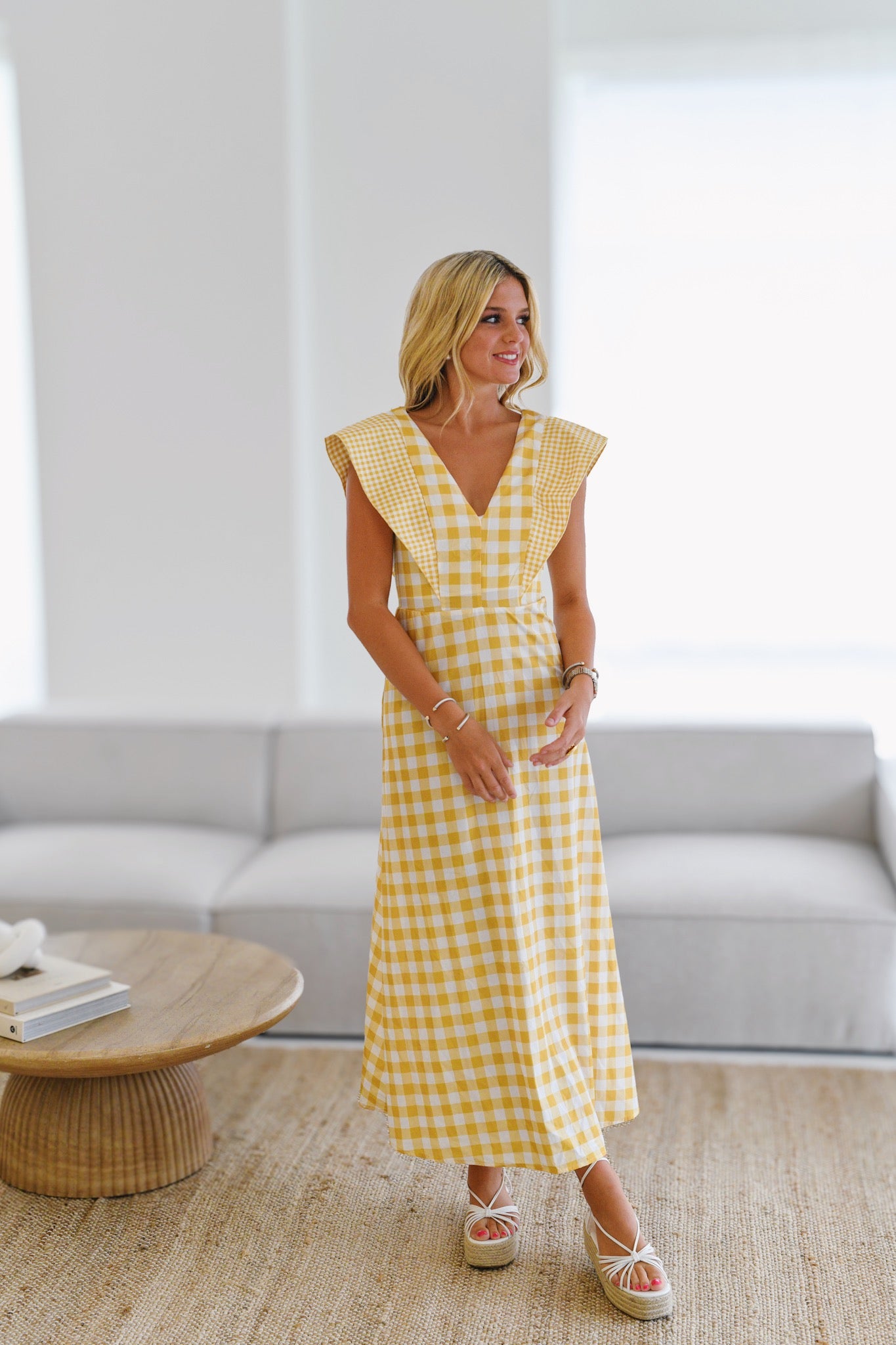 Riley Gingham Dress - Yellow