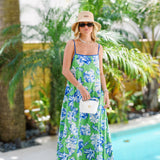 Randi Floral Maxi Dress - Green/White/Blue