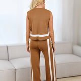 Anna Sweater Top and Wide Leg Pants Set - Mocha