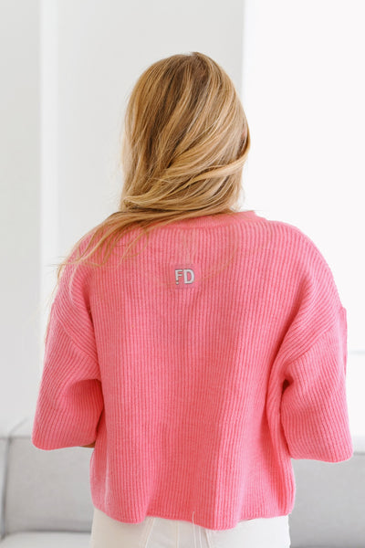 Kia Cozy Half Cardigan- Bubblegum Pink