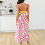 Amaya Strapless Midi Dress - Pink Multi