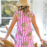 Piper V Neck Mini Dress - Pink/White Palm
