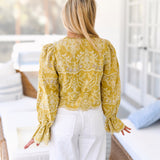 Janie Front Bow Tie Long Sleeve - Mustard
