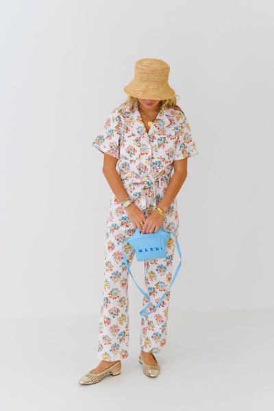 Nora Printed Twill Jumpsuit-Off White/Multi