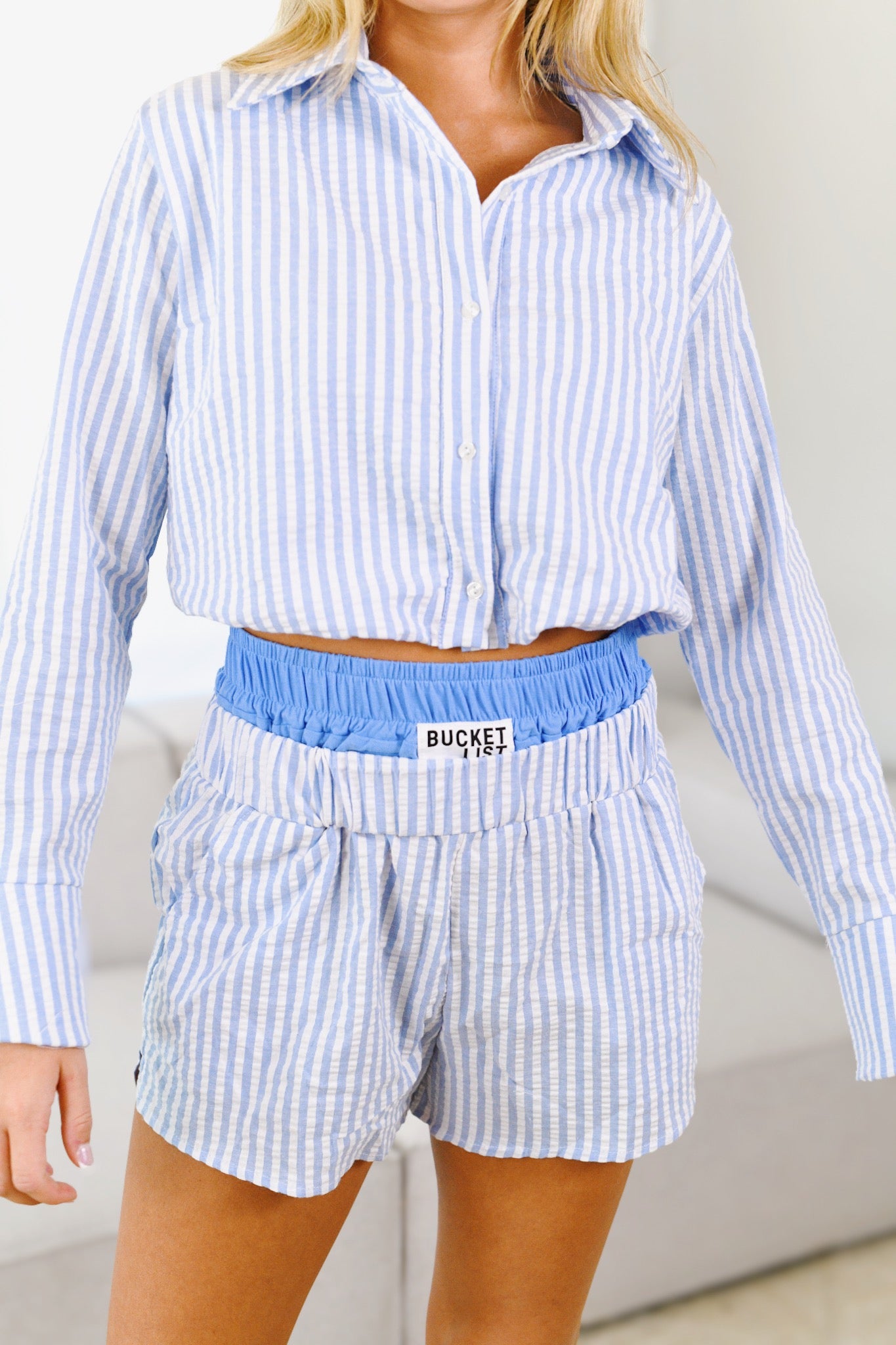 Kiki Striped Double Boxer Shorts - Sky Blue