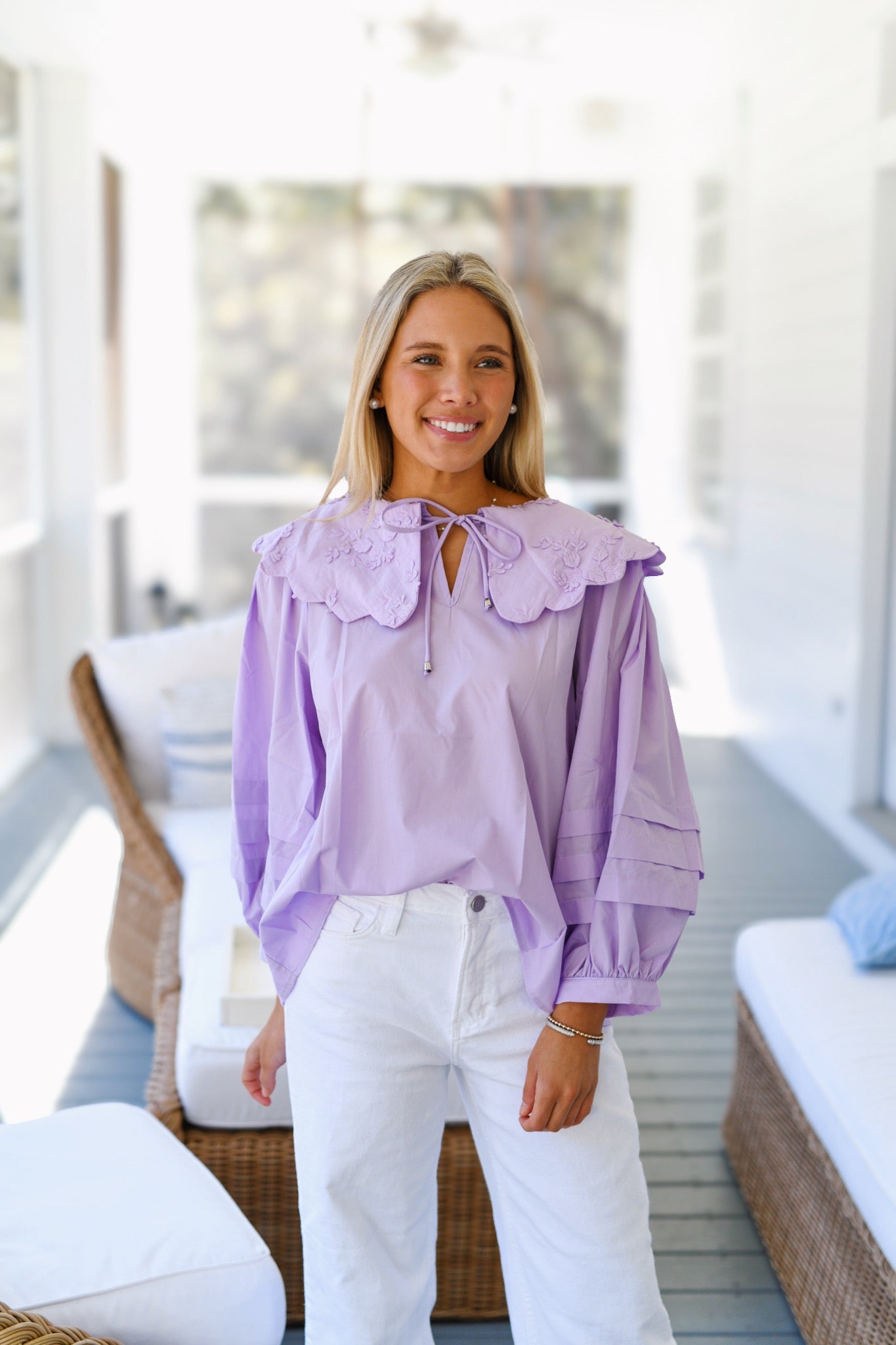 Cailyn Wide Collar Top - Lavender