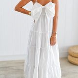 Riley Bow Midi Dress - Off White