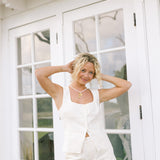 Clara Sleeveless Scoop Button Down Set - Cream