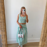 Augusta Green Striped Skirt Set - Green/White