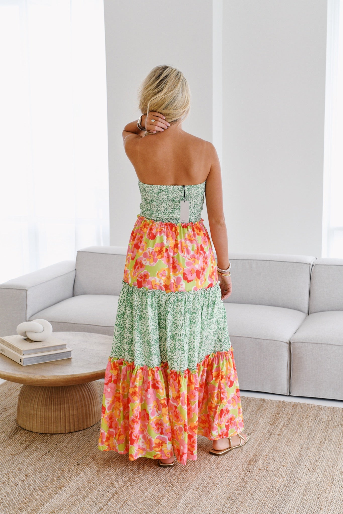 Paisley Smocked Tube Top Dress - Peach Lemonade