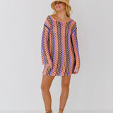 Phoenix Knit Cover Up - Coral/Purple