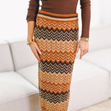 Morgan Knit Maxi Skirt - Rust/Mocha