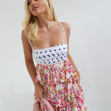 Sally Polka Dot Floral Mini Dress - Paint Garden