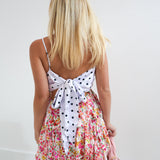Sally Polka Dot Floral Mini Dress - Paint Garden