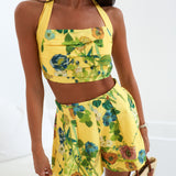 Della Cropped Top Short Set - Yellow