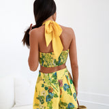 Della Cropped Top Short Set - Yellow
