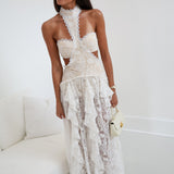Bethany Lace Mockneck Dress - White