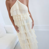 Maddie Halter Neck Tiered Maxi Dress - Cream
