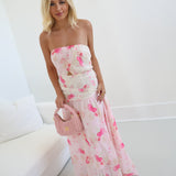 Blossom Veil Strapless Maxi Dress - Pink