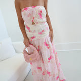 Blossom Veil Strapless Maxi Dress - Pink