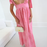 Emme Maxi Tie Dress - Pink/White Striped