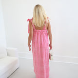 Emme Maxi Tie Dress - Pink/White Striped