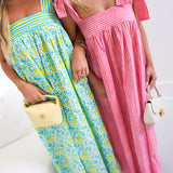 Emme Maxi Tie Dress - Pink/White Striped