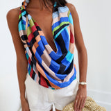 Logan Beaded Accent Top -Blue Multi