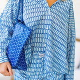 Savy Button Down Top -  Blue Textile