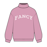 Fancy Oversized Fleece Mockneck - Powder Pink/White