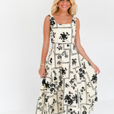 Addie Floral Print Midi Dress - Cream