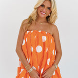 Ollie Mini Bubble Dress - Orange Polka Dots